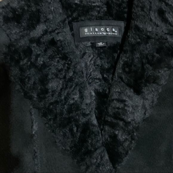Giacca Black Vintage Suede Fur Coat Size Medium - Picture 7 of 8